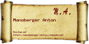 Mansberger Anton névjegykártya